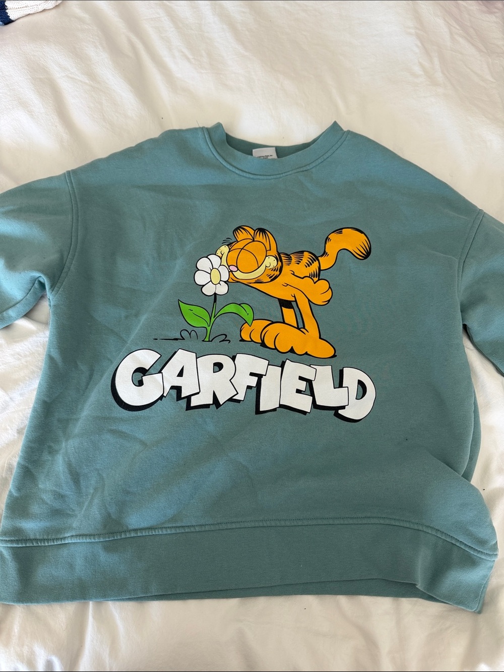 Primark Garfield Teal Graphic Sweatshirt Size Medium
